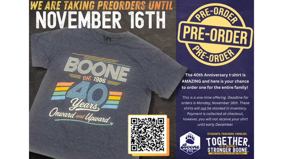 Preorder the Boone 40th Anniversary Shirt Today!